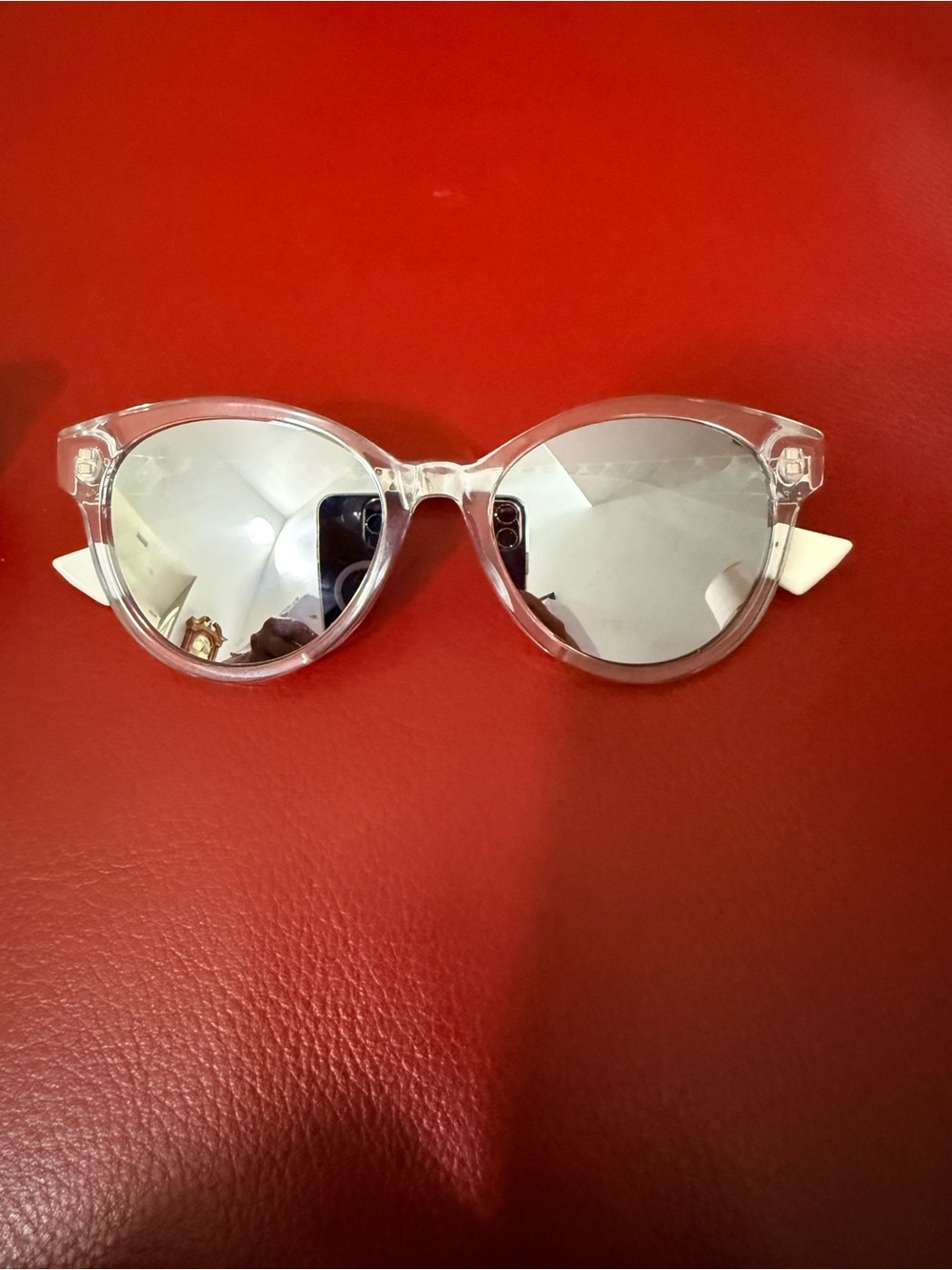 Christian Dior Clear Frame Sunglasses with Silver Mirrored Lenses